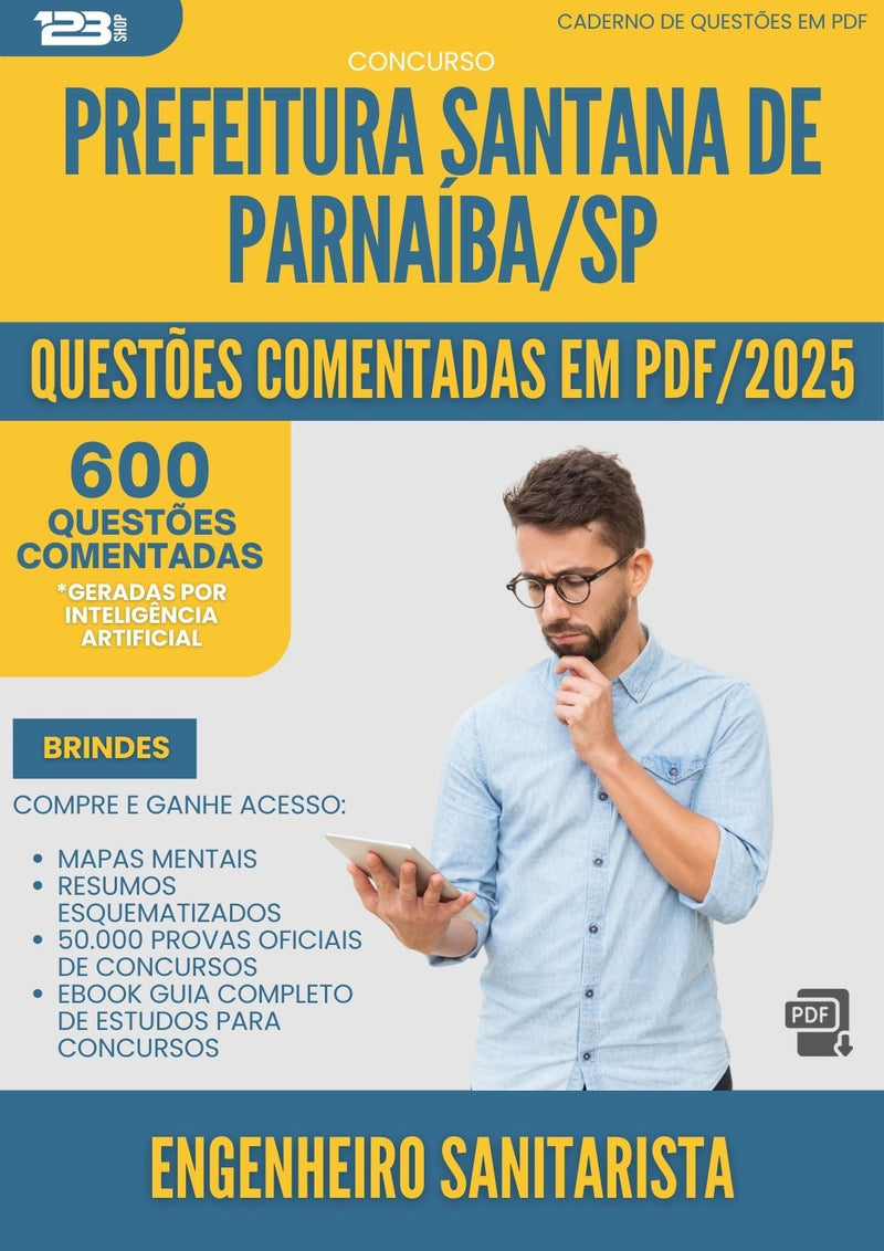 600 Questões Comentadas para Concurso Engenheiro Sanitarista Santana De da Prefeitura Parnaiba Sp 2025 - 600 Questões