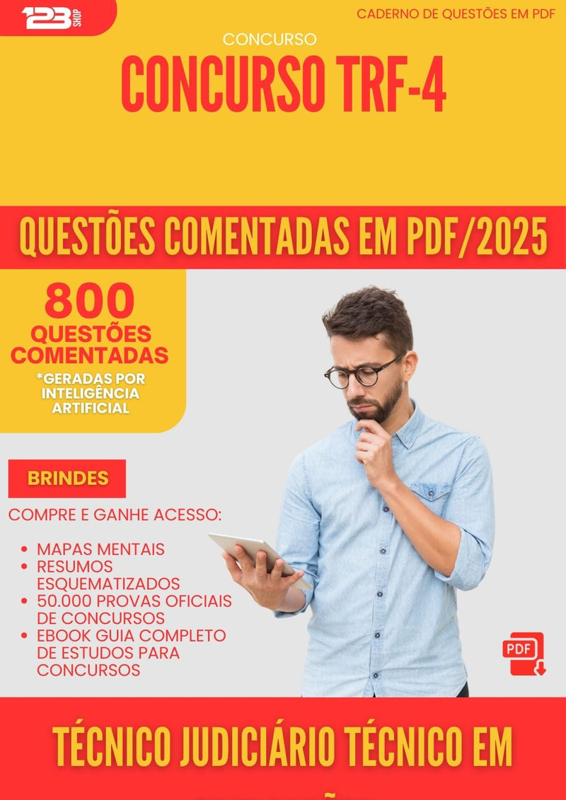 800 Questões Comentadas para Concurso Tecnico Judiciario Tecnico Em Edificacoes Trf 4 2025 - 800 Questões