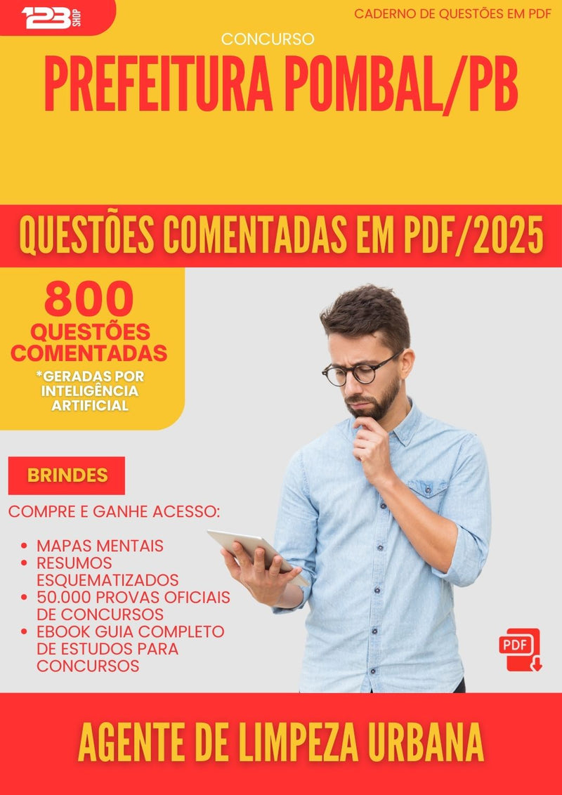 800 Questões Comentadas para Concurso Agente De Limpeza Urbana da Prefeitura Pombal Pb 2025 - 800 Questões