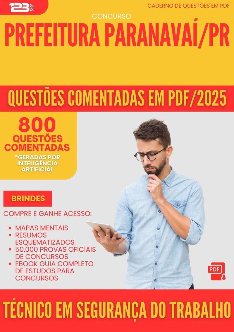 800 Questões Comentadas para Concurso Tecnico Em Seguranca Do Trabalho da Prefeitura Paranavai Pr 2025 - 800 Questões