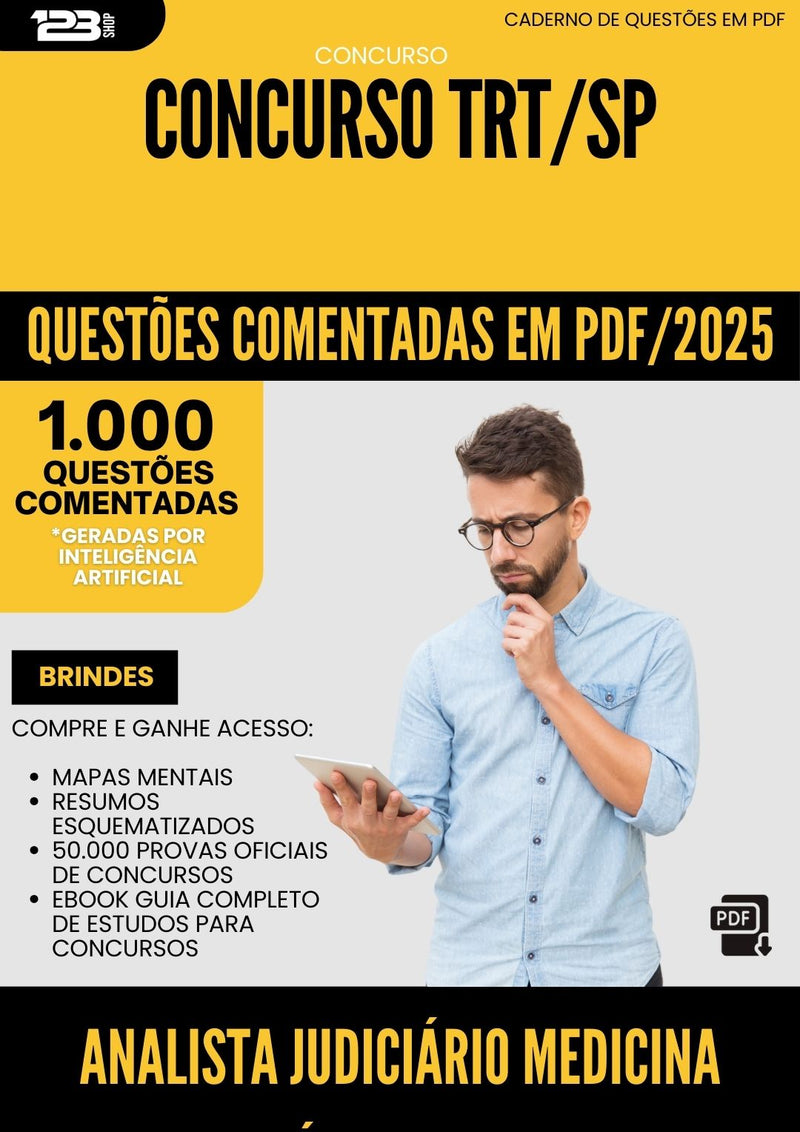 1000 Questões Comentadas para Concurso Analista Judiciario Medicina Clinica Geral Trt Sp 2025 - 1000 Questões