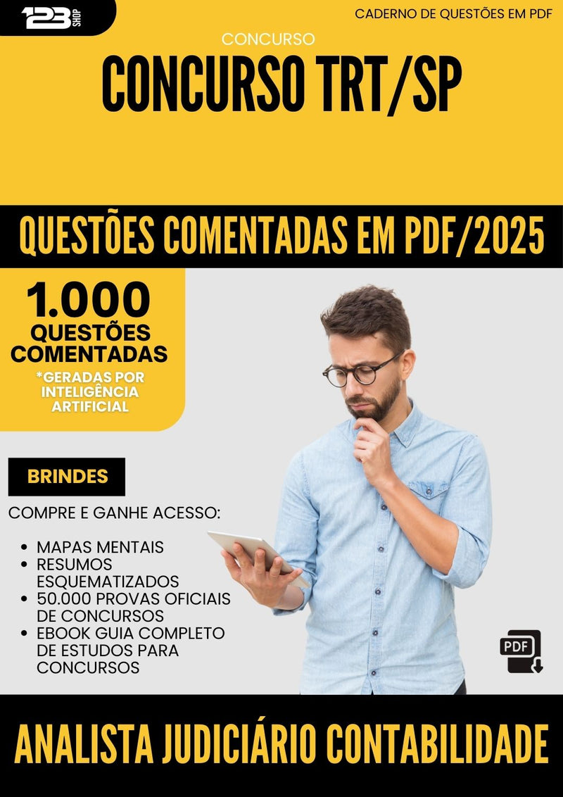 1000 Questões Comentadas para Concurso Analista Judiciario Contabilidade Trt Sp 2025 - 1000 Questões