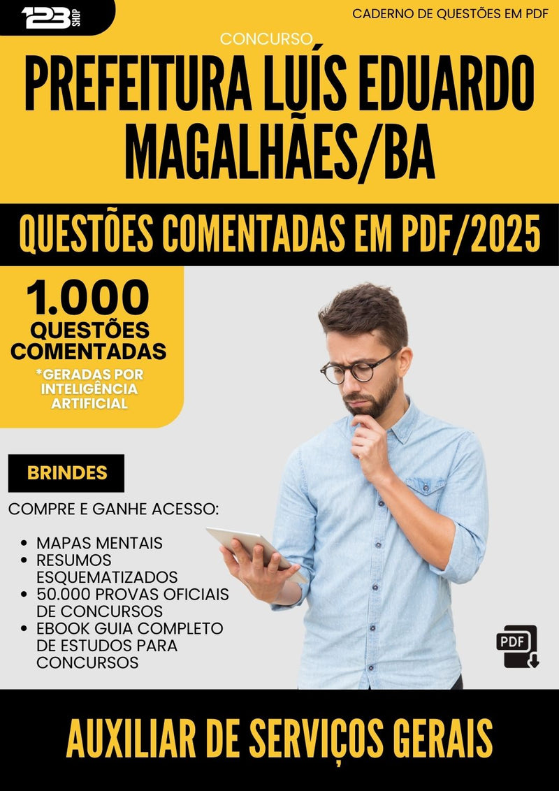 1000 Questões Comentadas para Concurso Auxiliar De Servicos Gerais da Prefeitura Luis Eduardo Magalhaes Ba 2025 - 1000 Questões