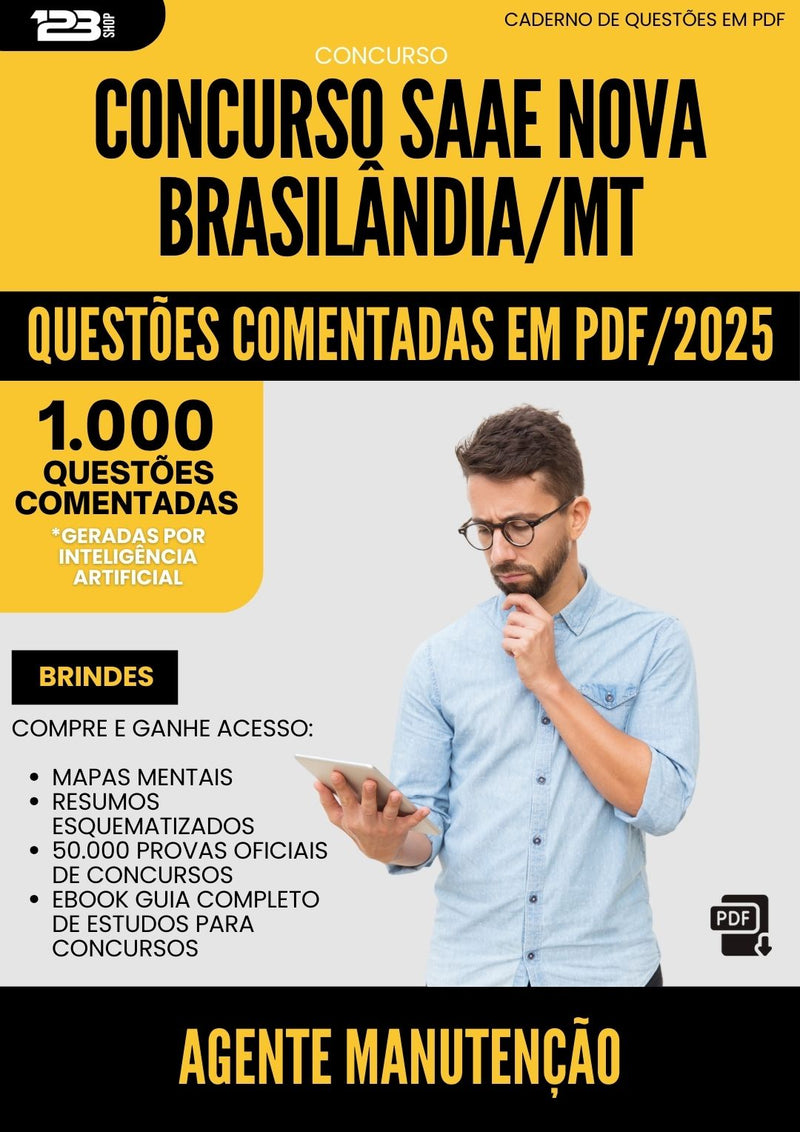 1000 Questões Comentadas para Concurso Agente Manutencao Saae Nova da Prefeitura Brasilandia Mt 2025 - 1000 Questões