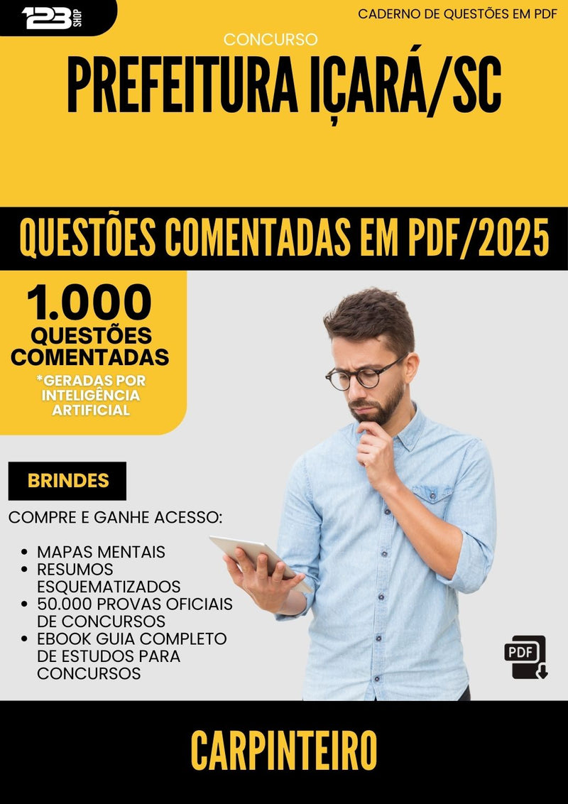 1000 Questões Comentadas para Concurso Carpinteiro da Prefeitura Icara Sc 2025 - 1000 Questões
