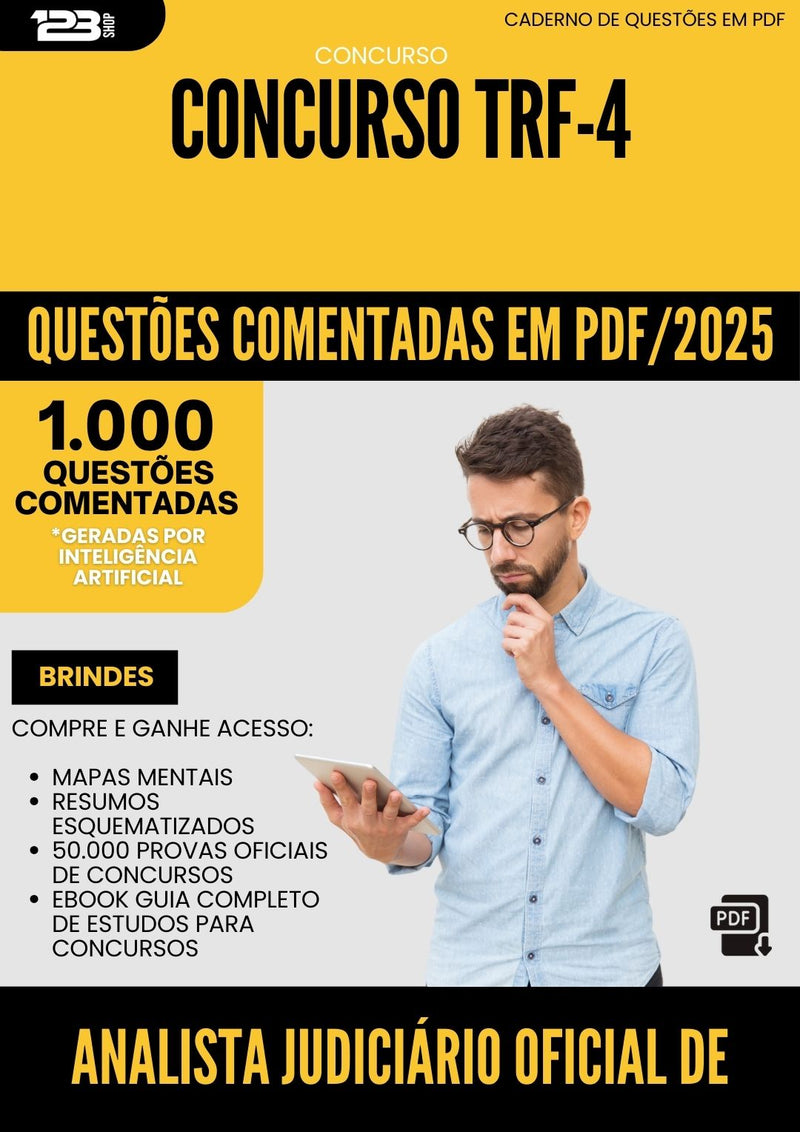 1000 Questões Comentadas para Concurso Analista Judiciario Oficial De Justica Trf 4 2025 - 1000 Questões
