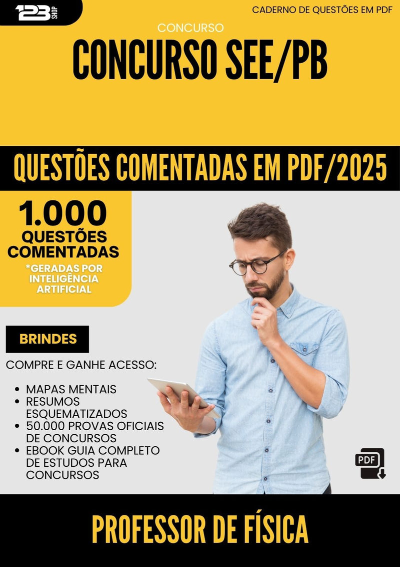 1000 Questões Comentadas para Concurso Professor De Fisica See Pb 2025 - 1000 Questões