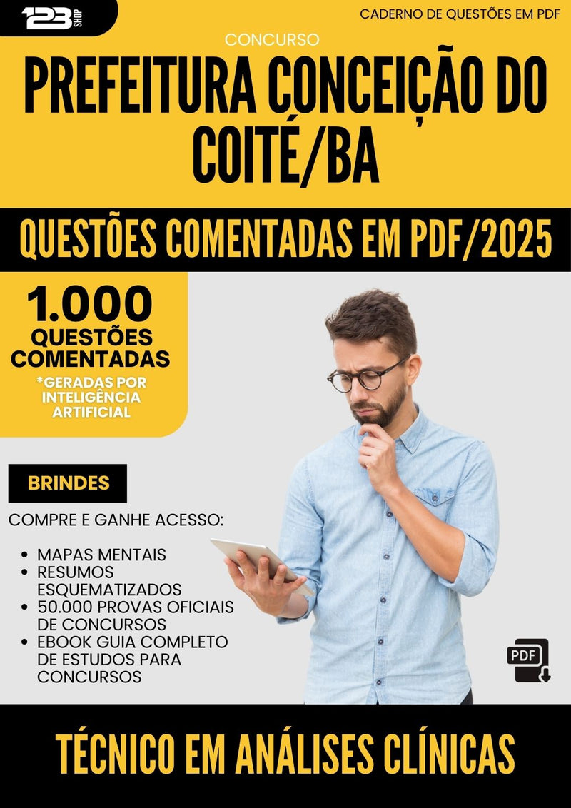 1000 Questões Comentadas para Concurso Tecnico Em Analises Clinicas da Prefeitura Conceicao Do Coite Ba 2025 - 1000 Questões
