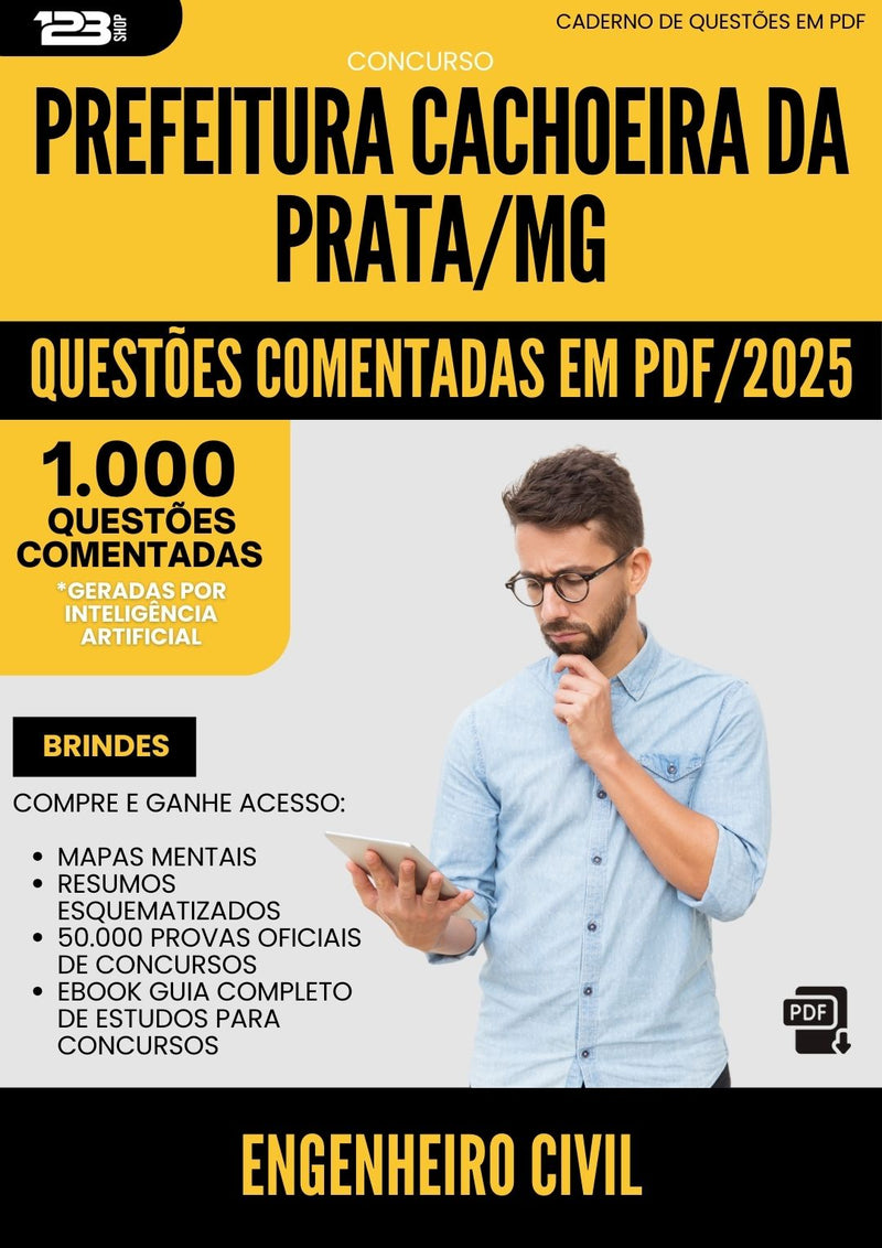 1000 Questões Comentadas para Concurso Engenheiro Civil da Prefeitura Cachoeira Da Prata Mg 2025 - 1000 Questões