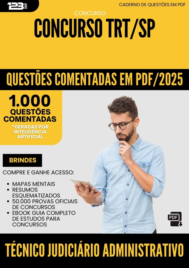 1000 Questões Comentadas para Concurso Tecnico Judiciario Administrativo Trt Sp 2025 - 1000 Questões