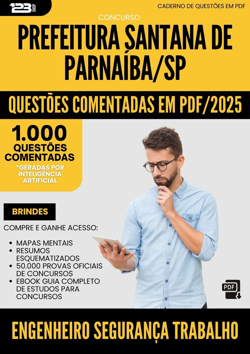 1000 Questões Comentadas para Concurso Engenheiro Seguranca Trabalho Santana da Prefeitura Parnaiba Sp 2025 - 1000 Questões