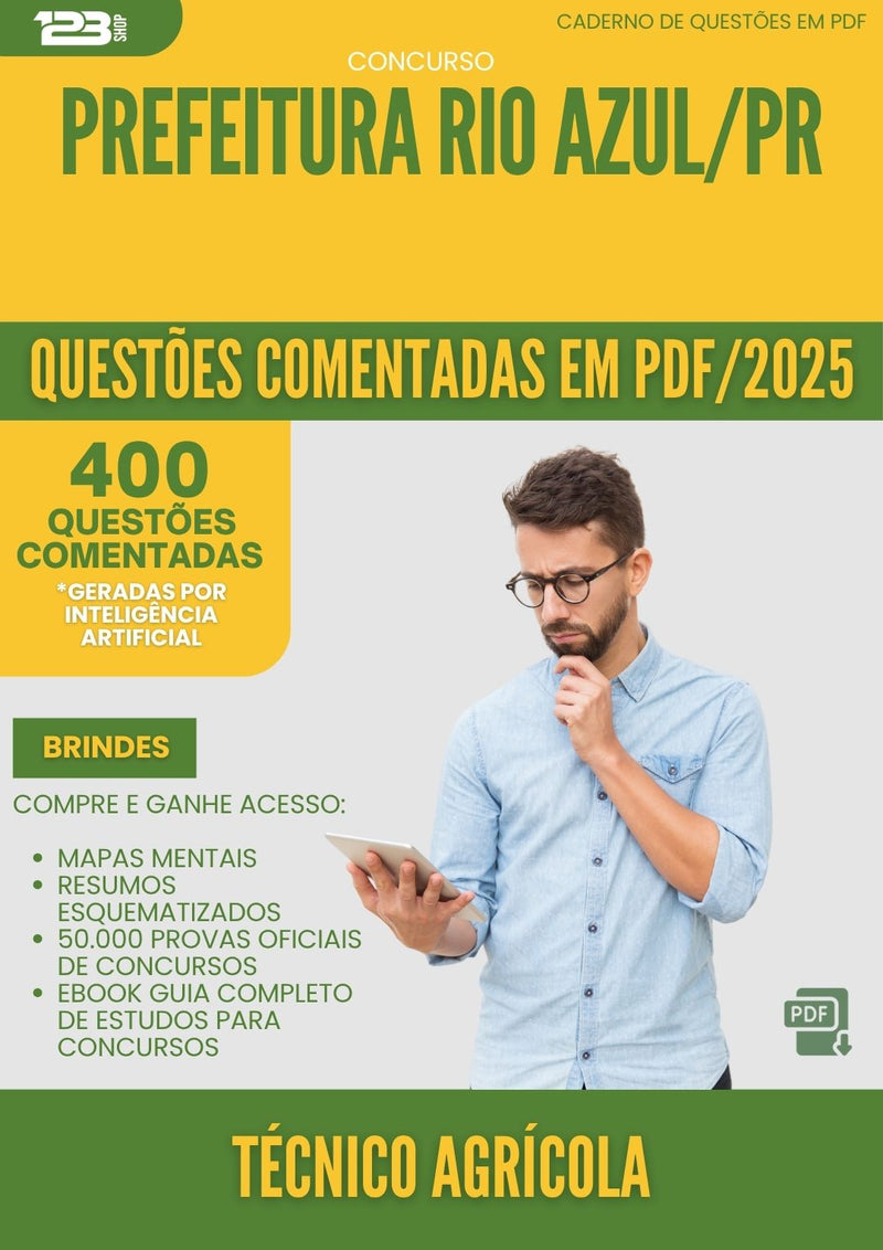 400 Questões Comentadas para Concurso Tecnico Agricola da Prefeitura Rio Azul Pr 2025 - 400 Questões
