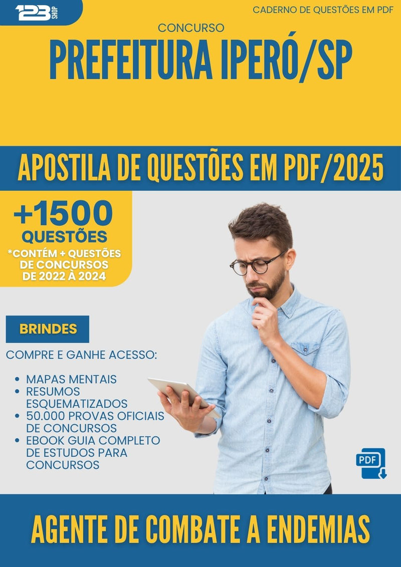 Apostila de Questões para Concurso Agente De Combate A Endemias da Prefeitura Ipero Sp 2025 - Mais de 1.500 Questões