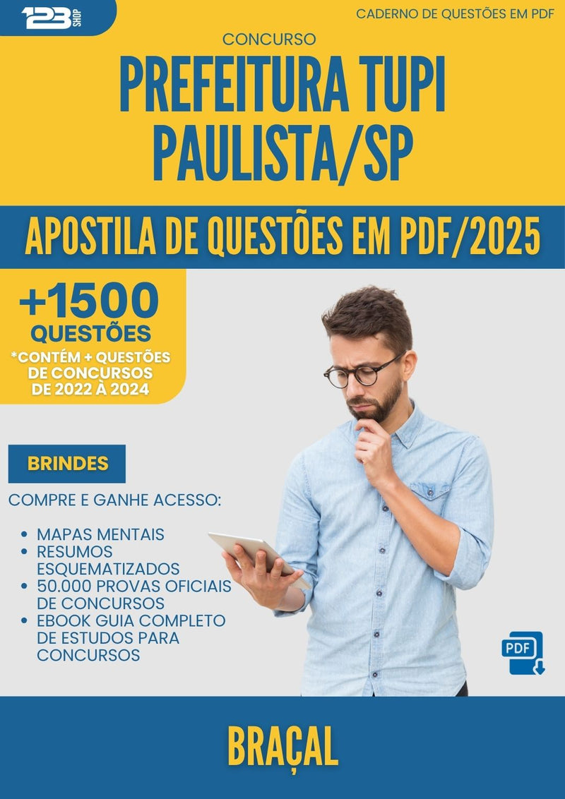 Apostila de Questões para Concurso Bracal Tupi da Prefeitura Paulista Sp 2025 - Mais de 1.500 Questões