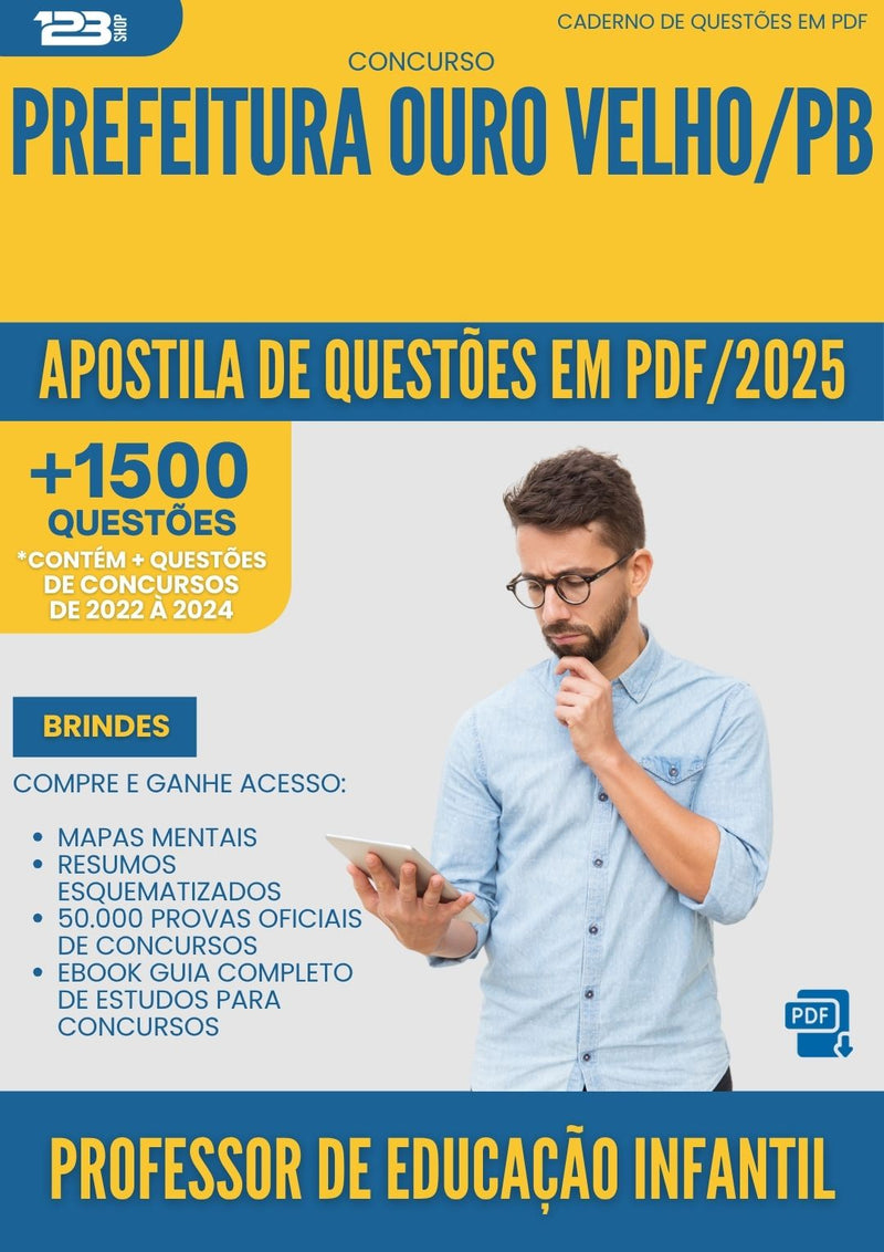 Apostila de Questões para Concurso Professor De Educacao Infantil da Prefeitura Ouro Velho Pb 2025 - Mais de 1.500 Questões