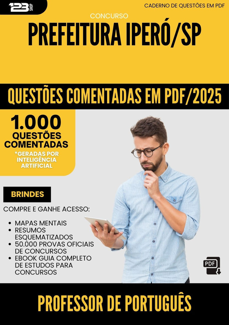 1000 Questões Comentadas para Concurso Professor De Portugues da Prefeitura Ipero Sp 2025 - 1000 Questões