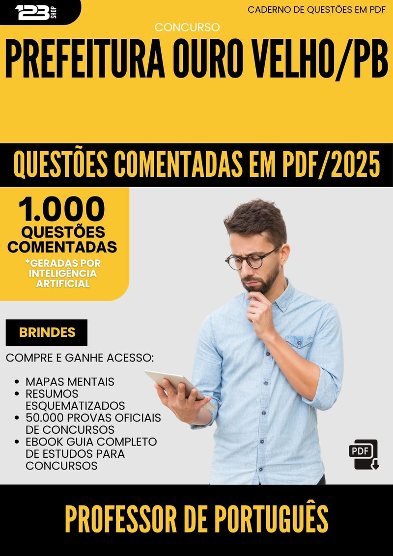 1000 Questões Comentadas para Concurso Professor De Portugues da Prefeitura Ouro Velho Pb 2025 - 1000 Questões