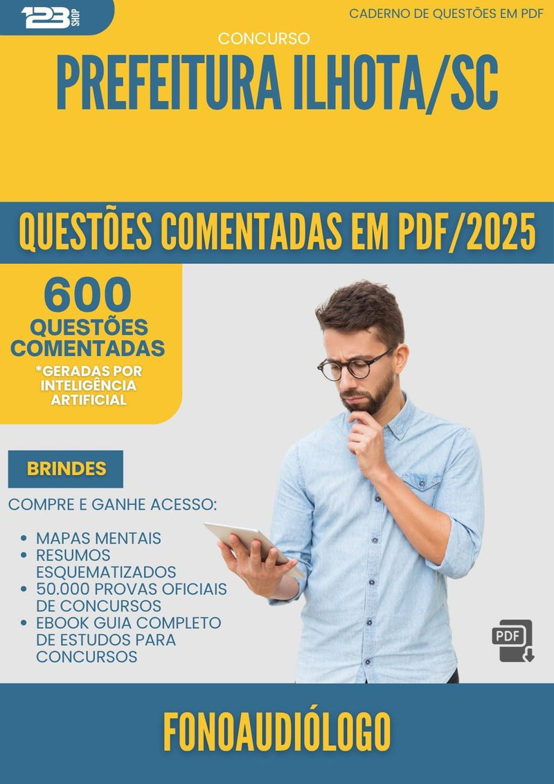 600 Questões Comentadas para Concurso Fonoaudiologo da Prefeitura Ilhota Sc 2025 - 600 Questões