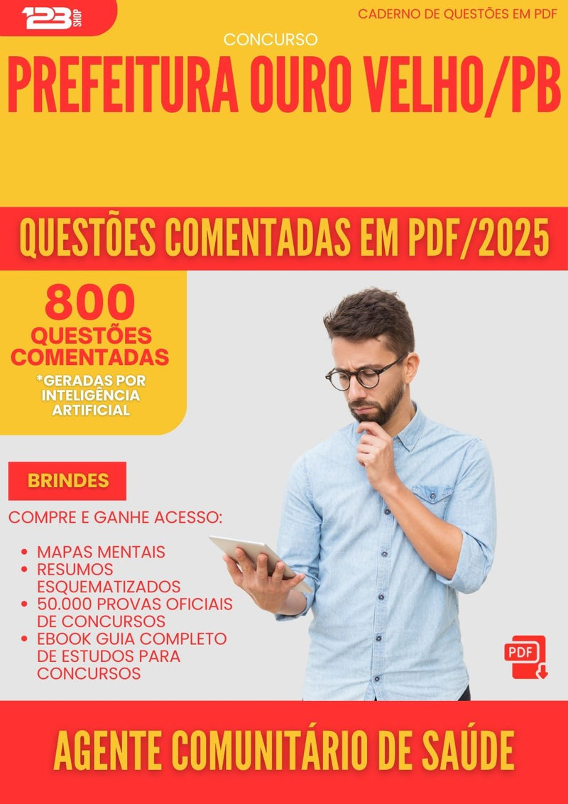 800 Questões Comentadas para Concurso Agente Comunitario De Saude da Prefeitura Ouro Velho Pb 2025 - 800 Questões