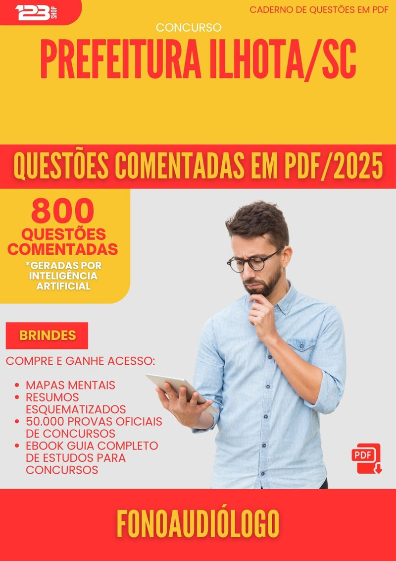 800 Questões Comentadas para Concurso Fonoaudiologo da Prefeitura Ilhota Sc 2025 - 800 Questões
