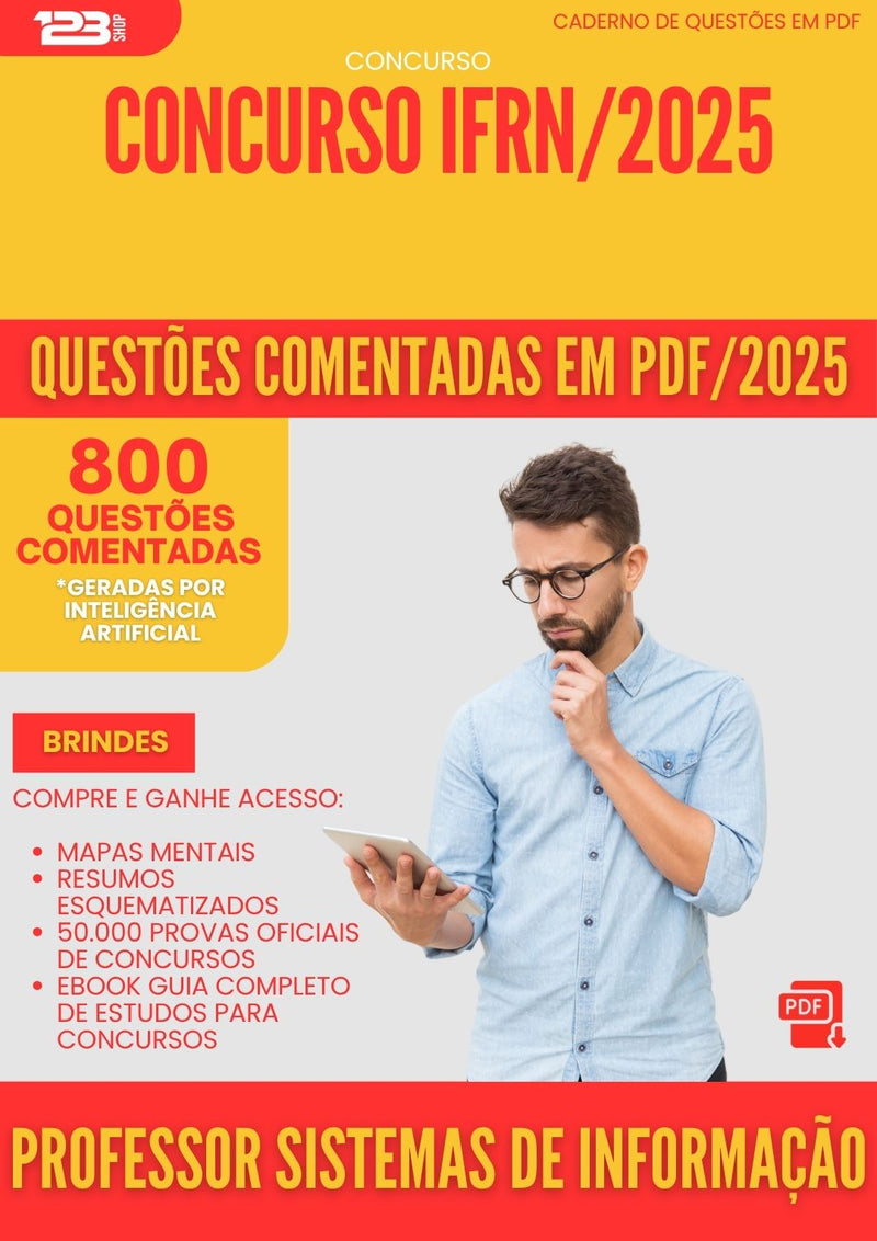 800 Questões Comentadas para Concurso Professor Sistemas De Informacao Ifrn 2025 - 800 Questões