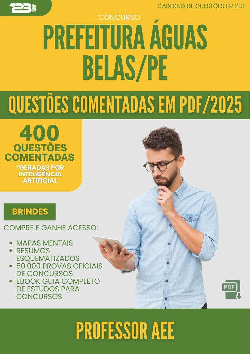 400 Questões Comentadas para Concurso Professor Aee da Prefeitura Aguas Belas Pe 2025 - 400 Questões