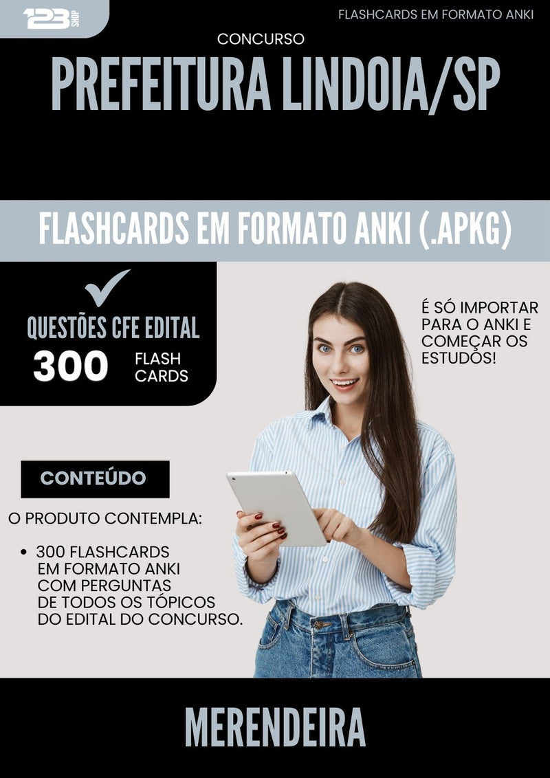 Flashcards para Concurso Merendeira da Prefeitura Lindoia Sp 2025 - 300 Flashcards de Acordo com Edital