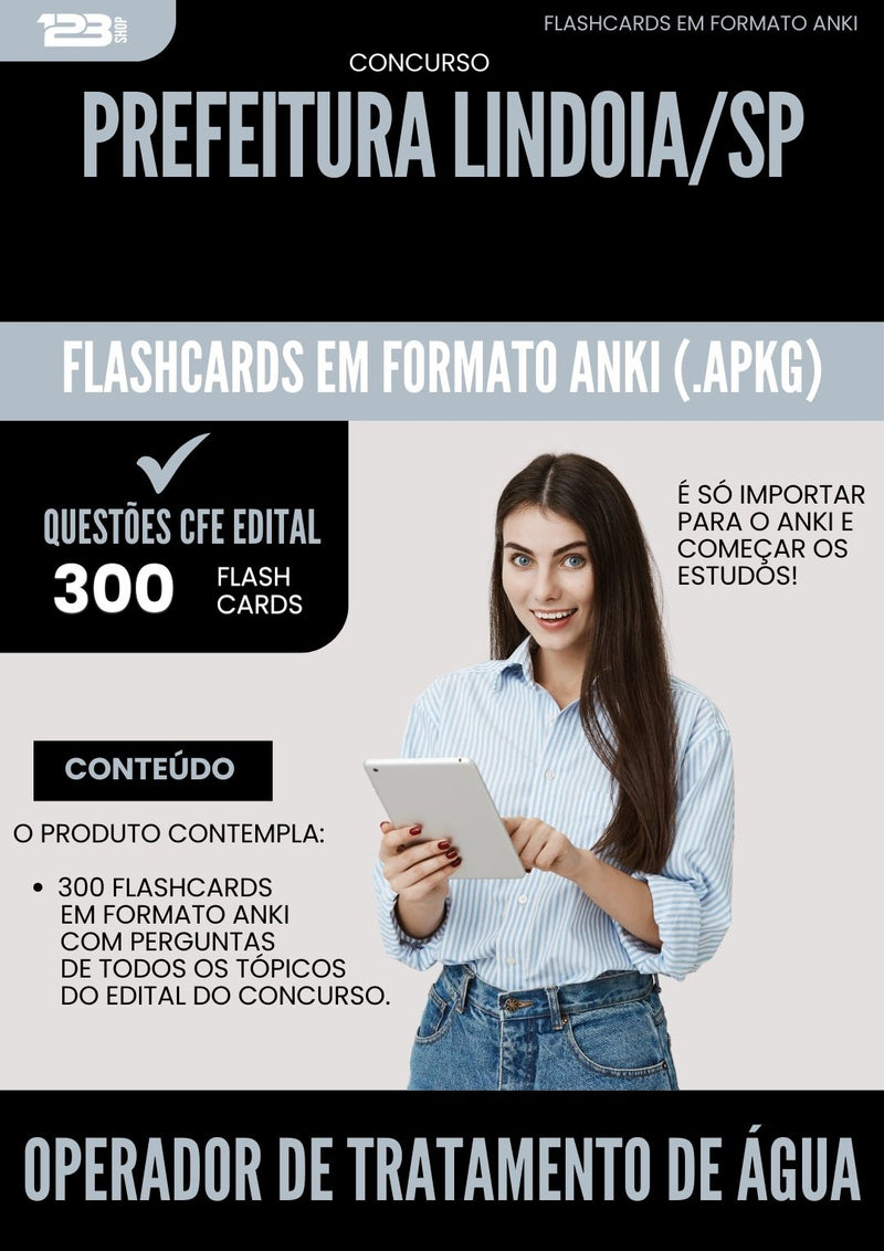 Flashcards para Concurso Operador De Tratamento De Agua da Prefeitura Lindoia Sp 2025 - 300 Flashcards de Acordo com Edital