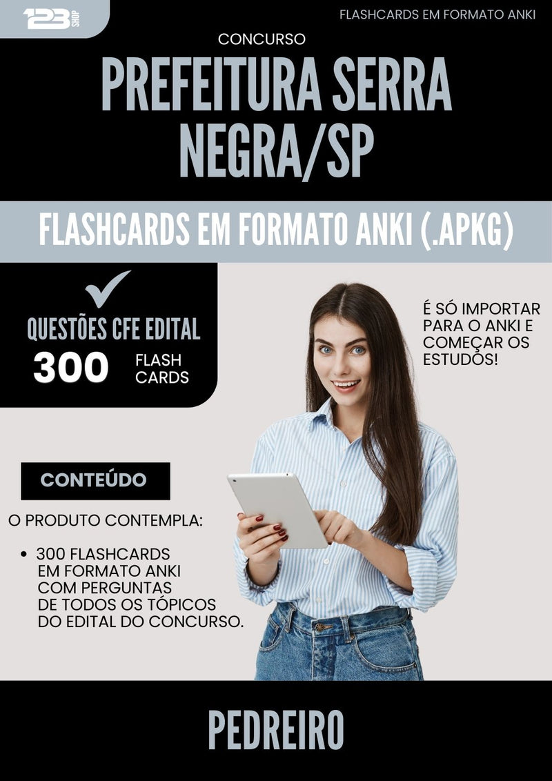Flashcards para Concurso Pedreiro da Prefeitura Serra Negra Sp 2025 - 300 Flashcards de Acordo com Edital