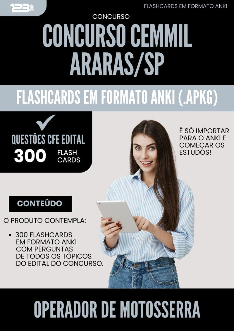 Flashcards para Concurso Operador De Motosserra Cemmil da Prefeitura Araras Sp 2025 - 300 Flashcards de Acordo com Edital
