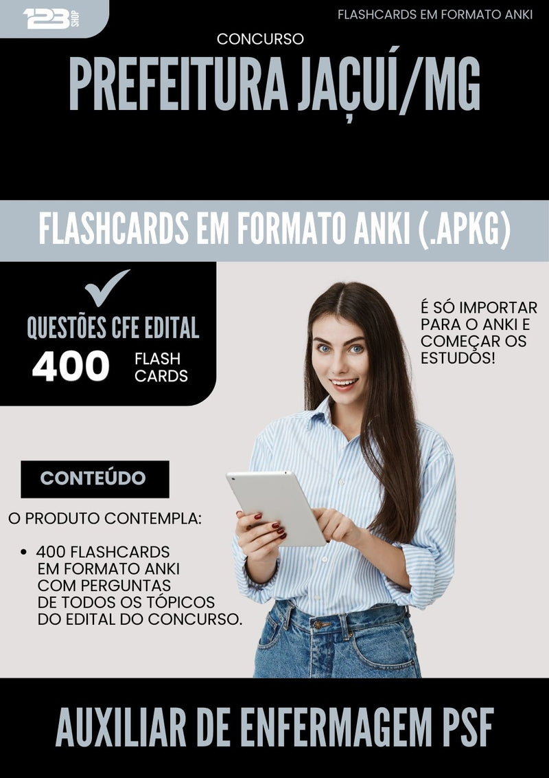 Flashcards para Concurso Auxiliar De Enfermagem Psf da Prefeitura Jacui Mg 2025 - 400 Flashcards de Acordo com Edital