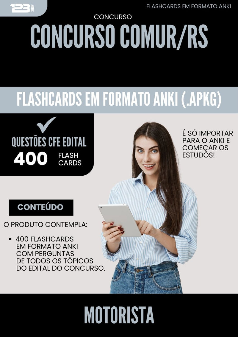 Flashcards para Concurso Motorista Comur Rs 2025 - 400 Flashcards de Acordo com Edital