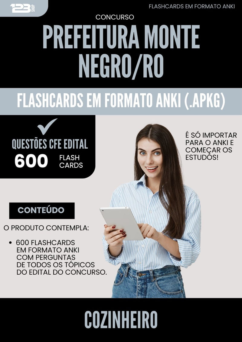 Flashcards para Concurso Cozinheiro da Prefeitura Monte Negro Ro 2025 - 600 Flashcards de Acordo com Edital