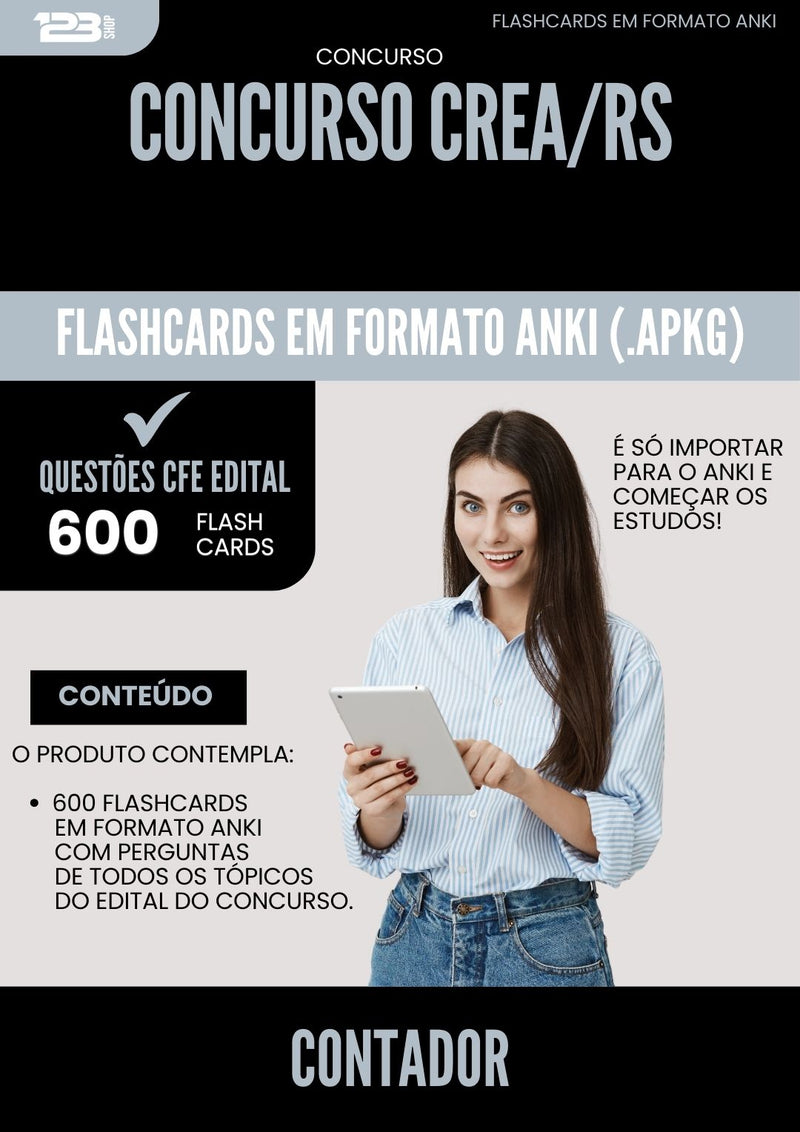 Flashcards para Concurso Contador Crea Rs 2025 - 600 Flashcards de Acordo com Edital | Aprova Digital