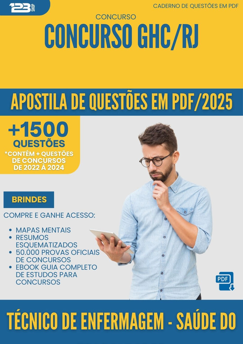 Apostila de Questões para Concurso Tecnico De Enfermagem da Prefeitura Saude Do Trabalhador Ghc Rj 2025 - Mais de 1.500 Questões