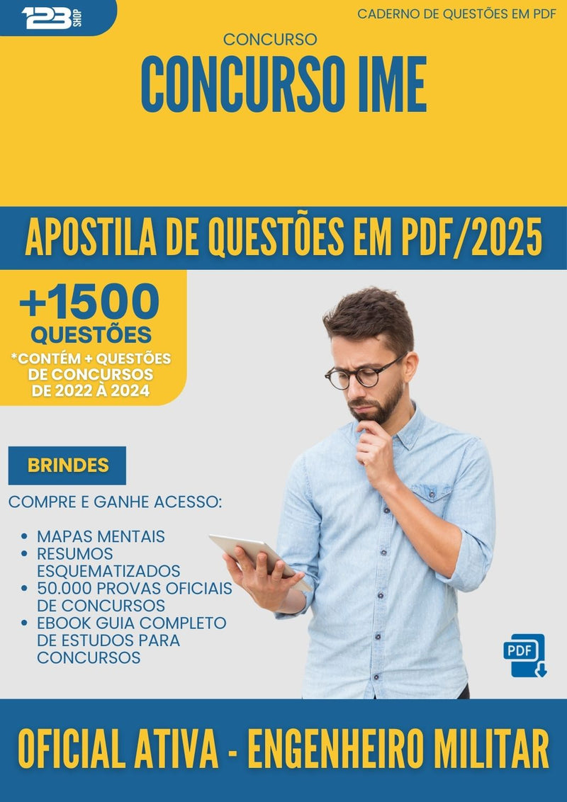 Apostila de Questões para Concurso Oficial Ativa Engenheiro Militar Ime 2025 - Mais de 1.500 Questões