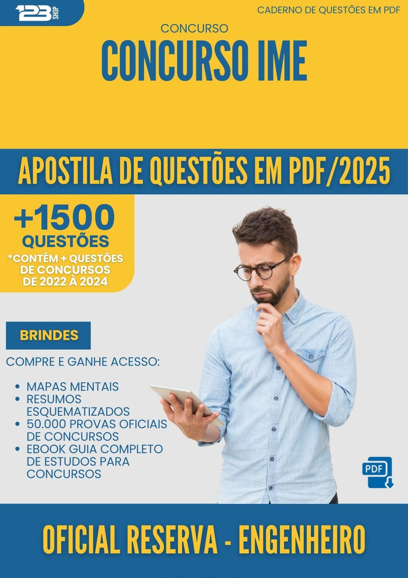 Apostila de Questões para Concurso Oficial da Prefeitura Reserva Engenheiro Militar Ime 2025 - Mais de 1.500 Questões