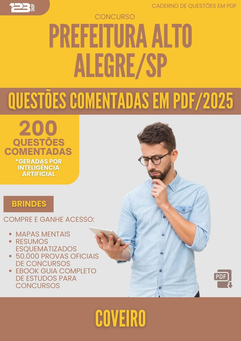 200 Questões Comentadas para Concurso Coveiro Alto da Prefeitura Alegre Sp 2025 - 200 Questões