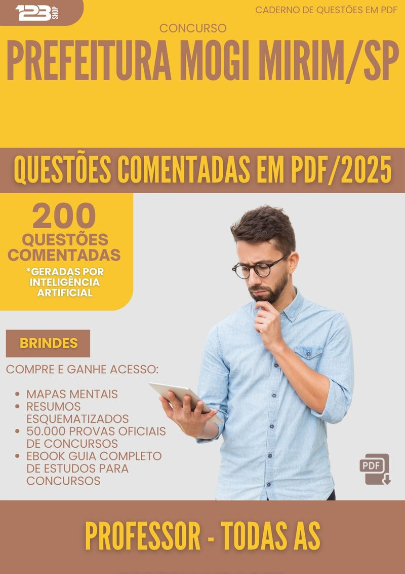 200 Questões Comentadas para Concurso Professor Todas As Especialidades da Prefeitura Mogi Mirim Sp 2025 - 200 Questões