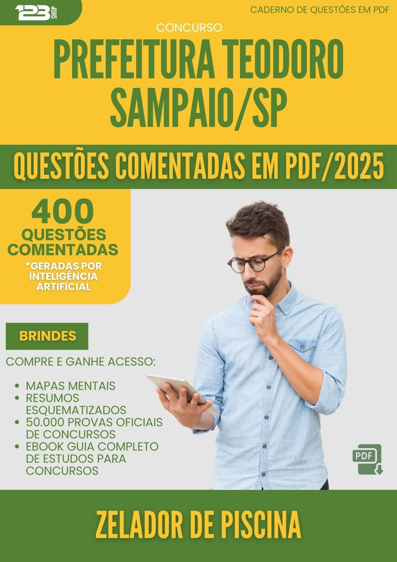 400 Questões Comentadas para Concurso Zelador De Piscina Teodoro da Prefeitura Sampaio Sp 2025 - 400 Questões