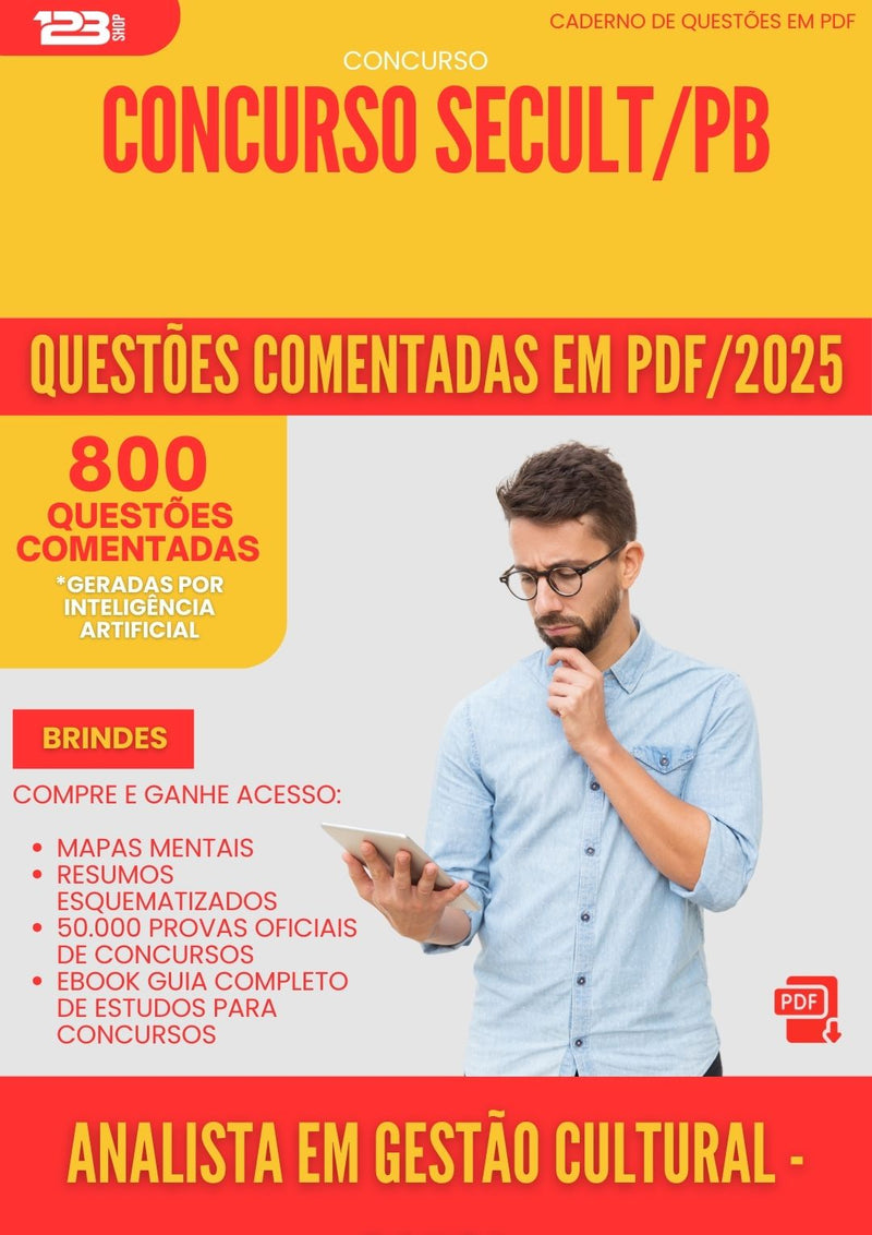 800 Questões Comentadas para Concurso Analista Em Gestao Cultural Danca Secult Pb 2025 - 800 Questões