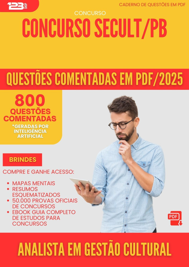 800 Questões Comentadas para Concurso Analista Em Gestao Cultural Secult Pb 2025 - 800 Questões
