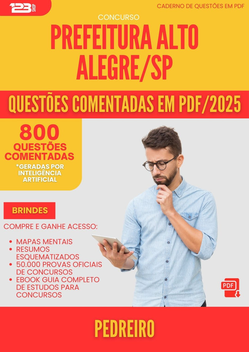 800 Questões Comentadas para Concurso Pedreiro Alto da Prefeitura Alegre Sp 2025 - 800 Questões