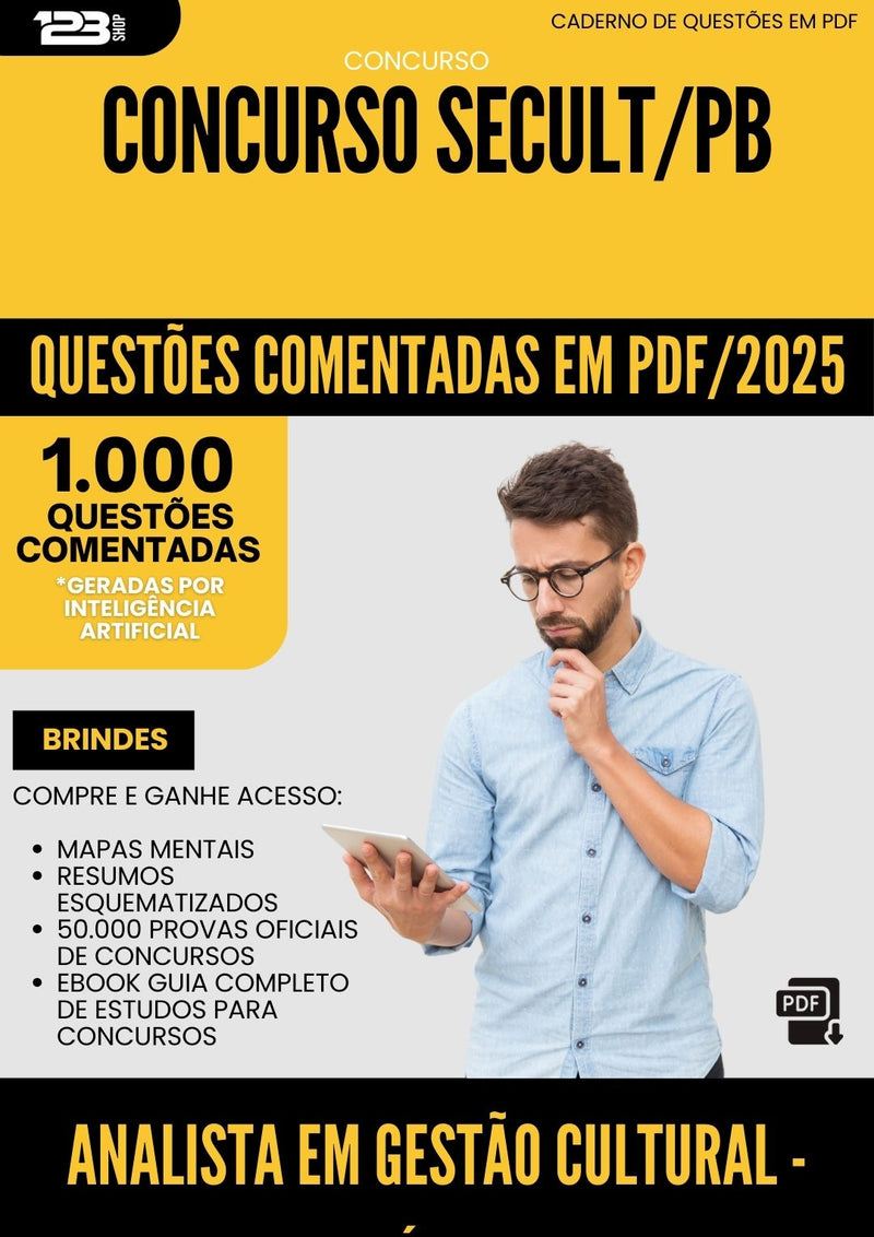 1000 Questões Comentadas para Concurso Analista Em Gestao Cultural Musica Secult Pb 2025 - 1000 Questões