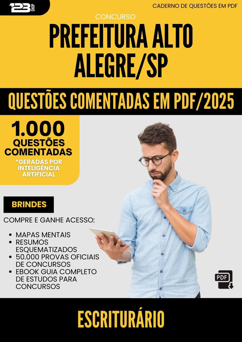 1000 Questões Comentadas para Concurso Escriturario Alto da Prefeitura Alegre Sp 2025 - 1000 Questões