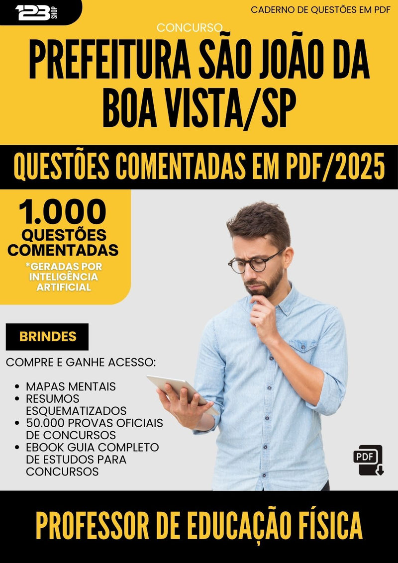 1000 Questões Comentadas para Concurso Professor De Educacao Fisica Sao Joao Da da Prefeitura Boa Vista Sp 2025 - 1000 Questões