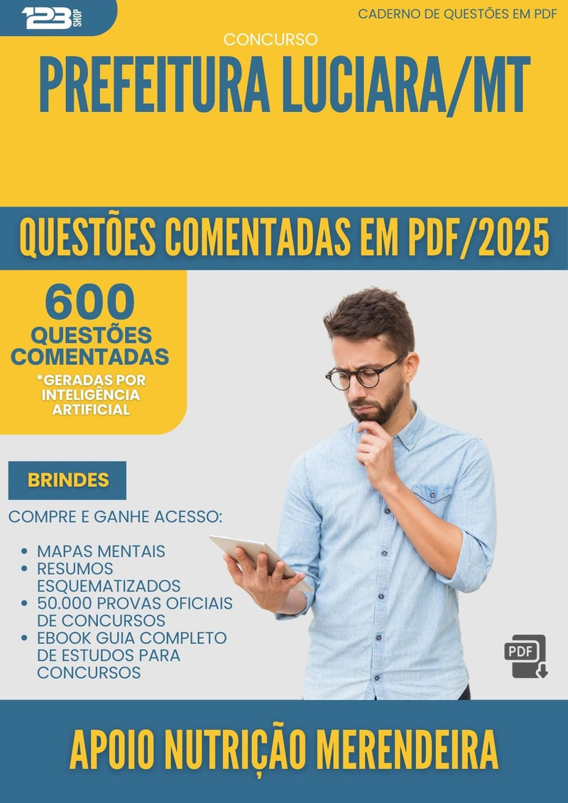 600 Questões Comentadas para Concurso Apoio Nutricao Merendeira da Prefeitura Luciara Mt 2025 - 600 Questões