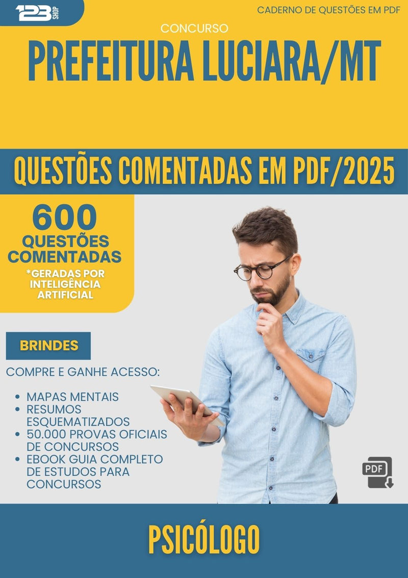 600 Questões Comentadas para Concurso Psicologo da Prefeitura Luciara Mt 2025 - 600 Questões
