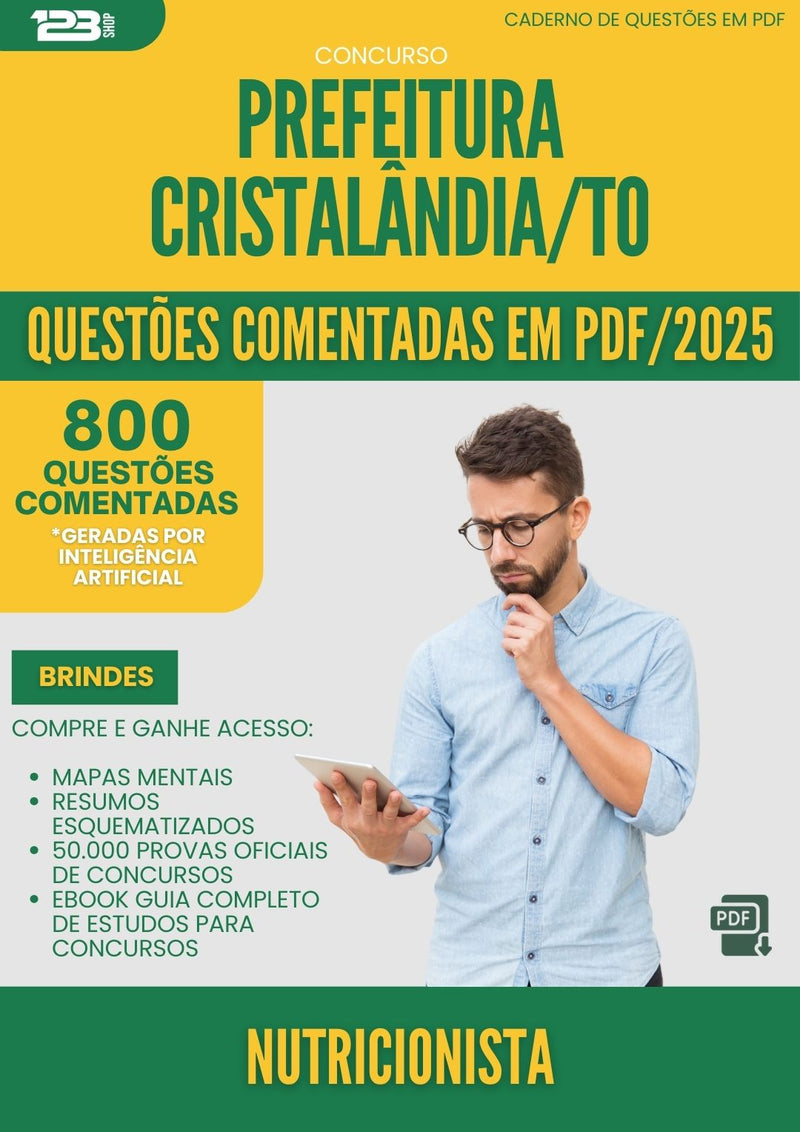 800 Questões Comentadas para Concurso Nutricionista da Prefeitura Cristalandia To 2025 - 800 Questões