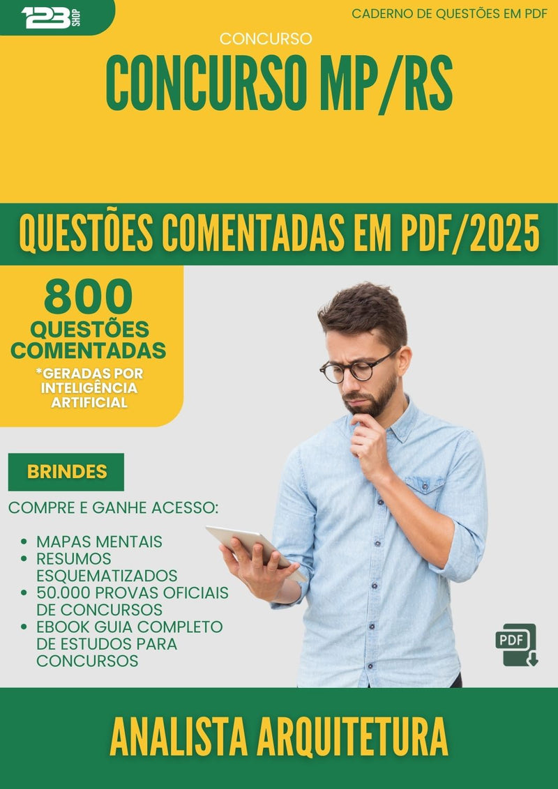 800 Questões Comentadas para Concurso Analista Arquitetura Mp Rs 2025 - 800 Questões
